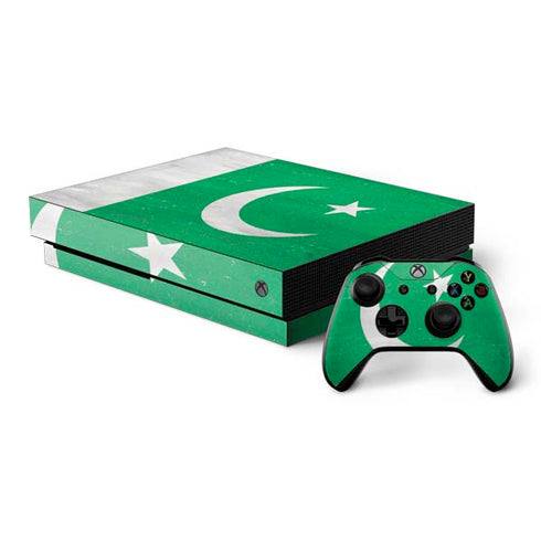 Pakistan Flag Distressed Xbox One X Bundle Skin